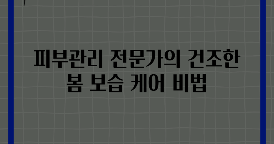 피부관리 전문가의 건조한 봄 보습 케어 비법